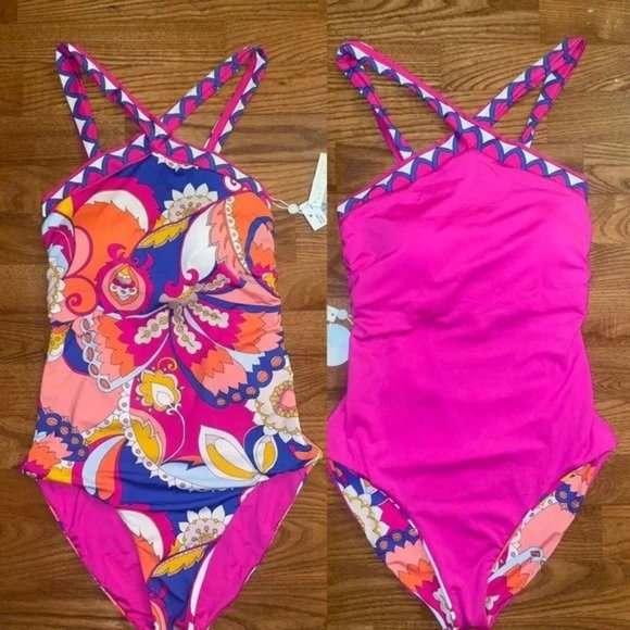 Trina Turk Other - NWT Trina Turk Sevilla High-Neck Reversible swimsuit 🔥 HARD TO FIND Size 14